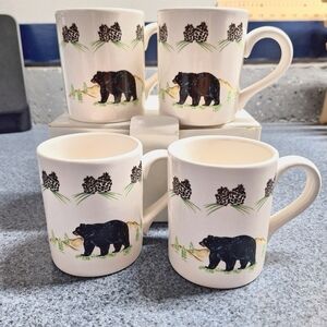 Acrita Fine Arts Pottery "Bear "Ceramic  Mugs, Set of 4, NWT #DB-60043